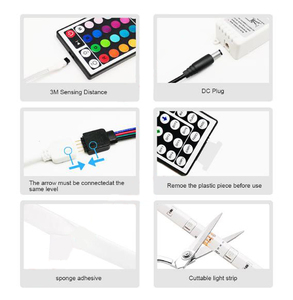 Tedarikçi tam kiti IR 12V RGB şerit LED kiti IR denetleyicisi ile 44 anahtar uzaktan kumanda adaptörü ile fiş - Product Image 4