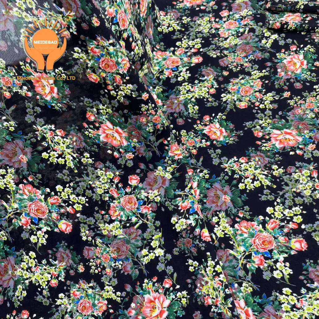 MEIDEBAO toptan yüksek kaliteli iğne boyalı çiçek giyim kumaş jakarlı baskılı tüvit kumaş etekler elbiseler için