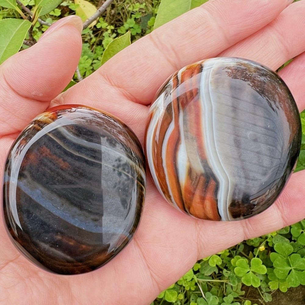 Flat Banded Agate Palm Stone
