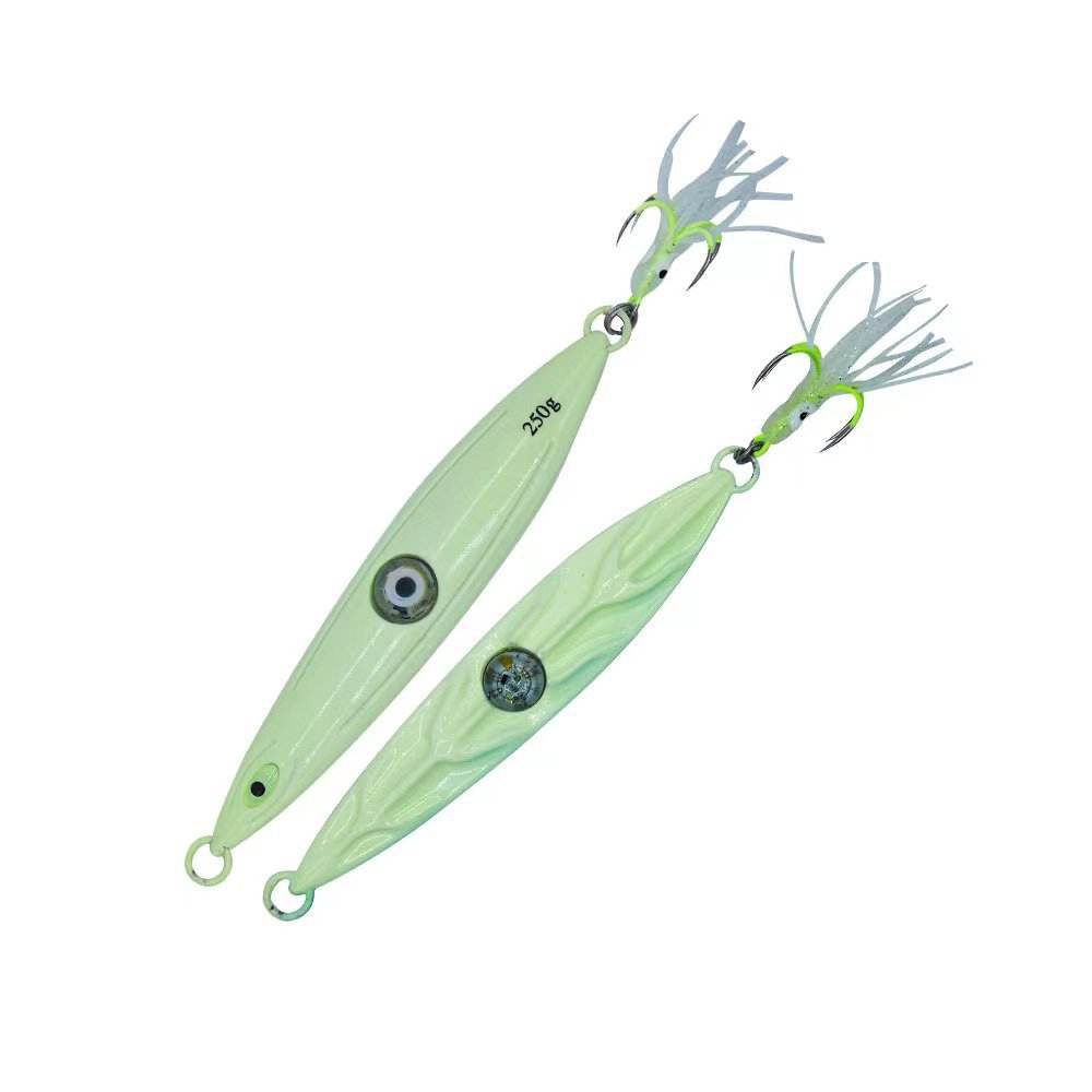 1 pure glow-in-the-dark squid with four-prong hook