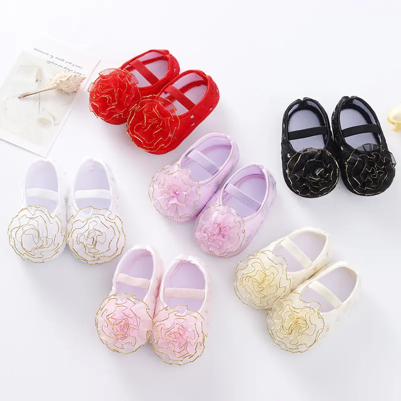 Nouveau printemps et automne bébé chaussures bandeau ensemble 0-1 ans bébé chaussures semelle souple marche princesse chaussures mars août