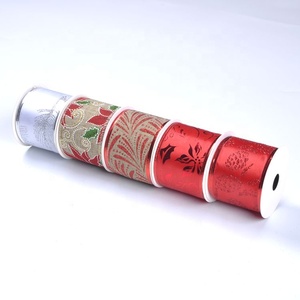 定制圣诞树花带花卉图案缎面面料100% 涤纶金箔印花工艺品 - Product Image 3