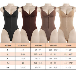 전면 보이지 않는 집업 브리프 바디수트 탱크탑 슬림핏 섹시한 V넥 셰이프웨어 수영복 심리스 원피스 바디수트 점프수트 - Product Image 6