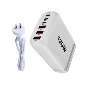 120W USB C şarj QC3.0 PD 6 USB Gan güç şarj için telefon şarj adaptörü çoklu cihazlar dizüstü Macbook - Product Image 6