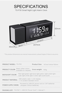 Anzeige Tag Datum Zeit Woche Temperatur Luft feuchtigkeit Alarm Wecker für Schlafzimmer 7 Farben. - Product Image 4