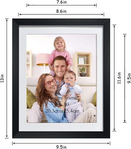8x10 Picture <strong>Frame</strong> Black Set of 8, 9x12 <strong>Frames</strong> Matted to Display 8 <strong>X</strong> 10' Photo with Mat for Wall or Tabletop - Product Image 2