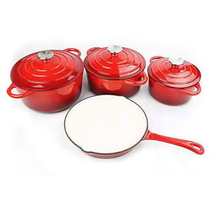 Chất Lượng Cao Đúc Chậu Sắt Thực Phẩm Ủ Đúc Sắt Vòng Hình Dạng Nồi Tráng Men Gốm 4 Mảnh Nồi Bộ - Product Image 3