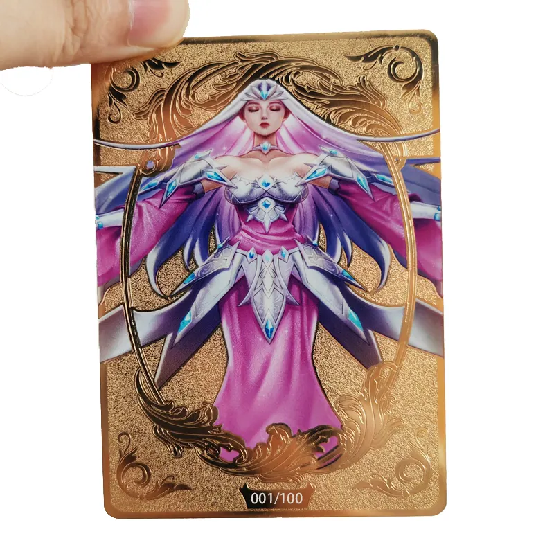 Cartões de jogo Yugioh para presente, cartões personalizados de metal dourado de alta qualidade e produção rápida, cartões de arte de metal, cartões centrais de campo