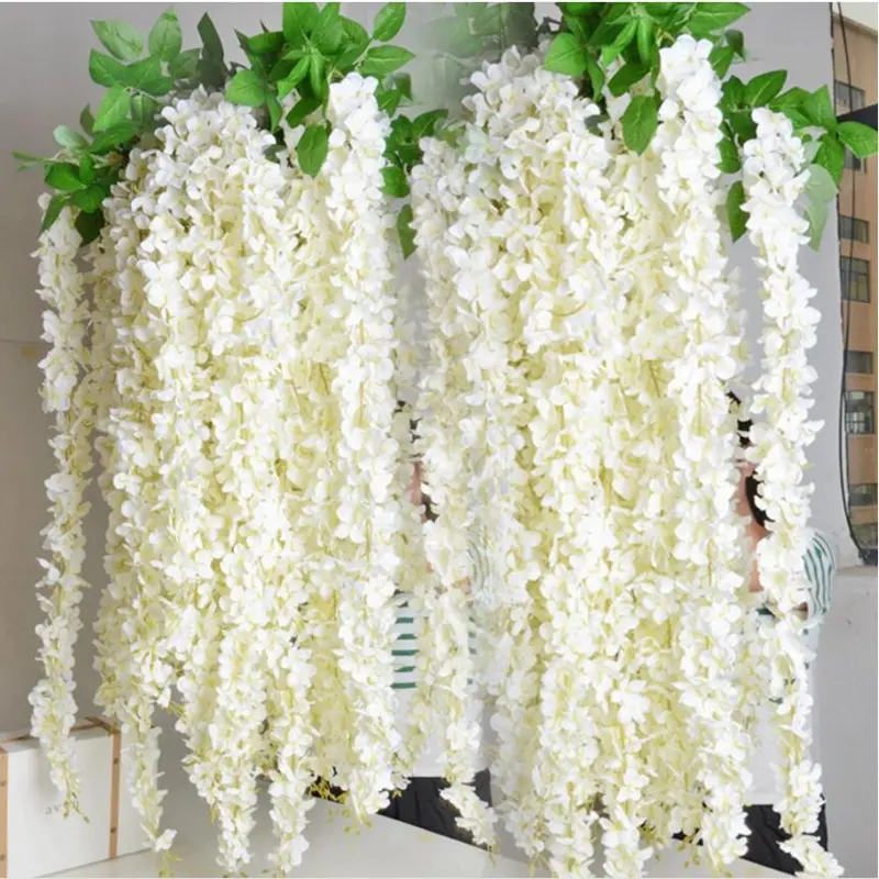 D-V005 atacado wisteria de pendurar flores branca rosa seda wisteria artificial pendurado flores casamento backdrops decorações