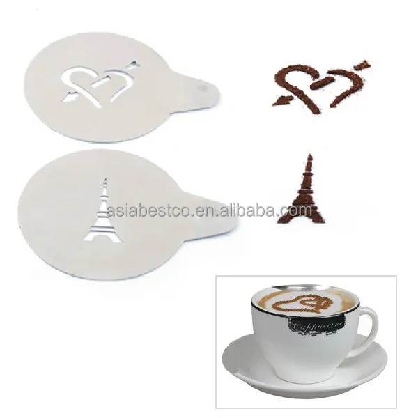 Sicurezza alimentare acciaio inox Cappuccino Latte stencil caffè bevande decoratore