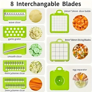 Wholesale Multipurpose 15 In1 <strong>Dual</strong> Use Stainless Steel Vegetable Cutlery <strong>Cutter</strong> Dicing <strong>Cutter</strong> Kitchen Tool Slicers Chopper - Product Image 4