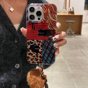 เคสโทรศัพท์มือถือสี่เหลี่ยมไล่ระดับสีสไตล์ปีใหม่เหมาะสำหรับ Iphone16pro สำหรับ iPhone 16 15 14เคสป้องกันแมว - Product Image 5