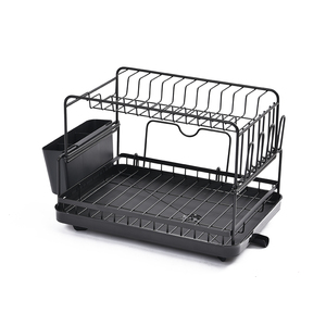 WIREKING 2 katmanlı istiflenebilir Metal çanak tabaklar plastik bulaşık damlalıklı çanak kurutma rafları mutfak aleti tutucu - Product Image 4