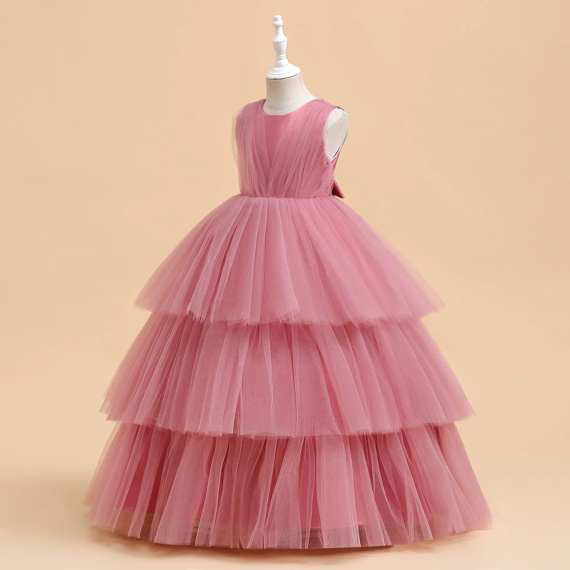 أزياء غربية صلبة بيضاء وردية حمراء للفتيات الصغيرات فستان توتو ملابس الأميرة تول فساتين شبكية