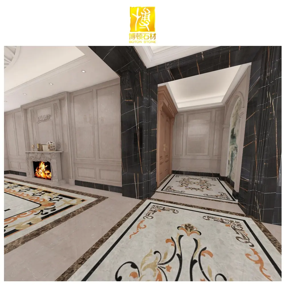 Articoli per la casa all'ingrosso soggiorno mosaico in pietra medaglioni a getto d'acqua pavimento quadrato marmo a getto d'acqua