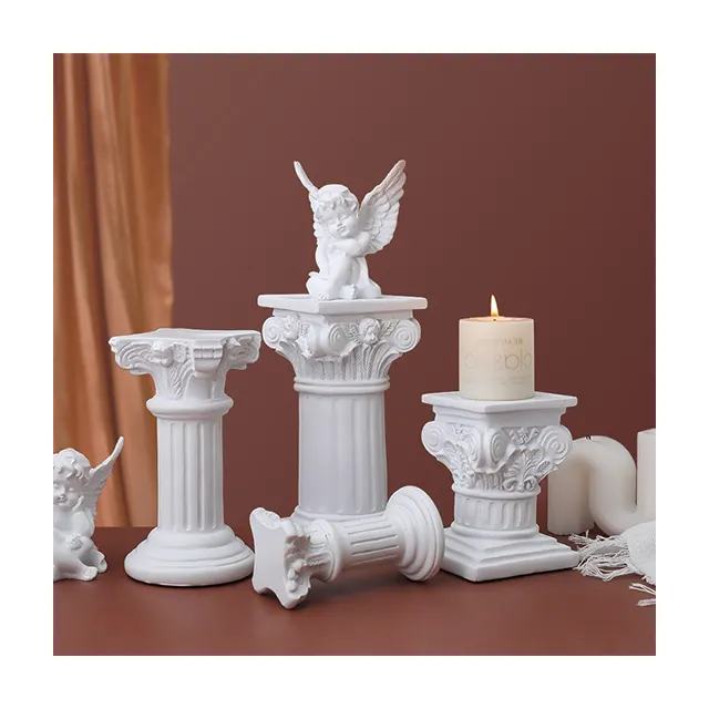 Columna romana de resina nórdica con alas, accesorios de foto de Ángel encantador, decoraciones de boda, accesorios decorativos de carretera europeos