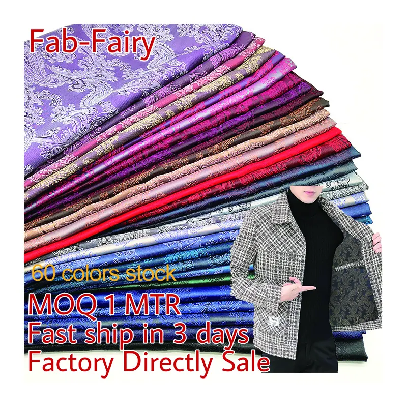 Usine directement vente haute qualité PV Paisley Jacquard Polyester Viscose costume doublure manteau entoilage tissu