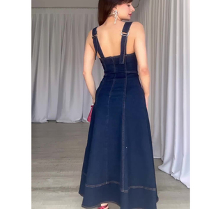 مخصص طويل الدنيم حزب اللباس المرأة الرسمية مخصص الدنيم فستان طويل الصانع - Product Image 4