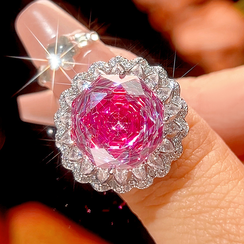 Bague rouge rosé - Taille ajustable
