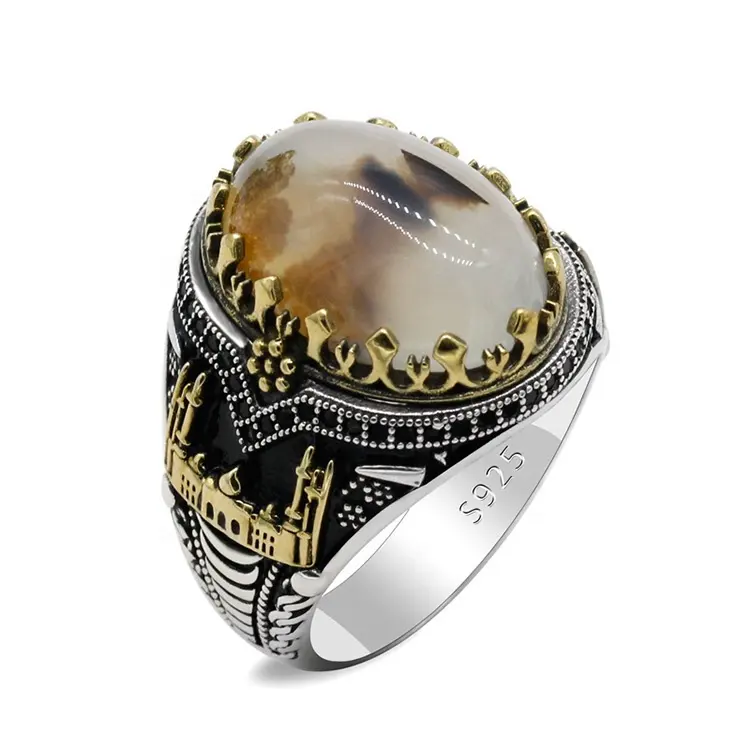 Мужское позолоченное кольцо в стиле хип-хоп из серебра 925 пробы с эмалью
