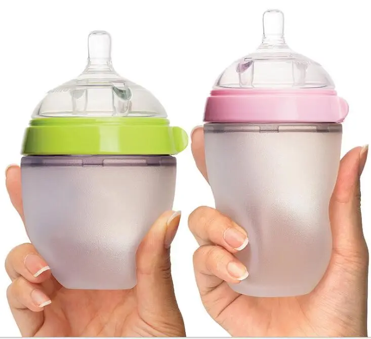 Garrafa anticólico para bebês, garrafa sem bpa de silicone flexível para alimentação de bebês