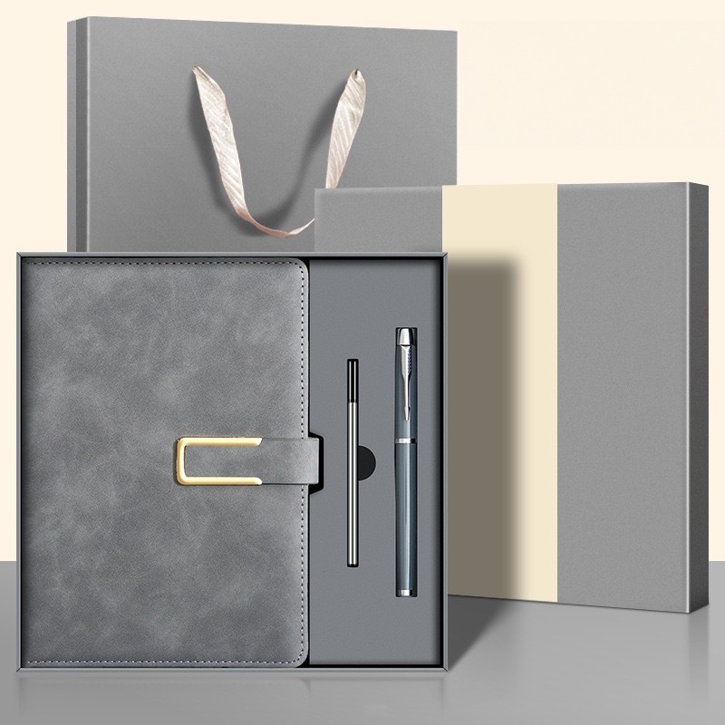 Gris galaxie + stylo en métal + noyau de stylo + sac cadeau