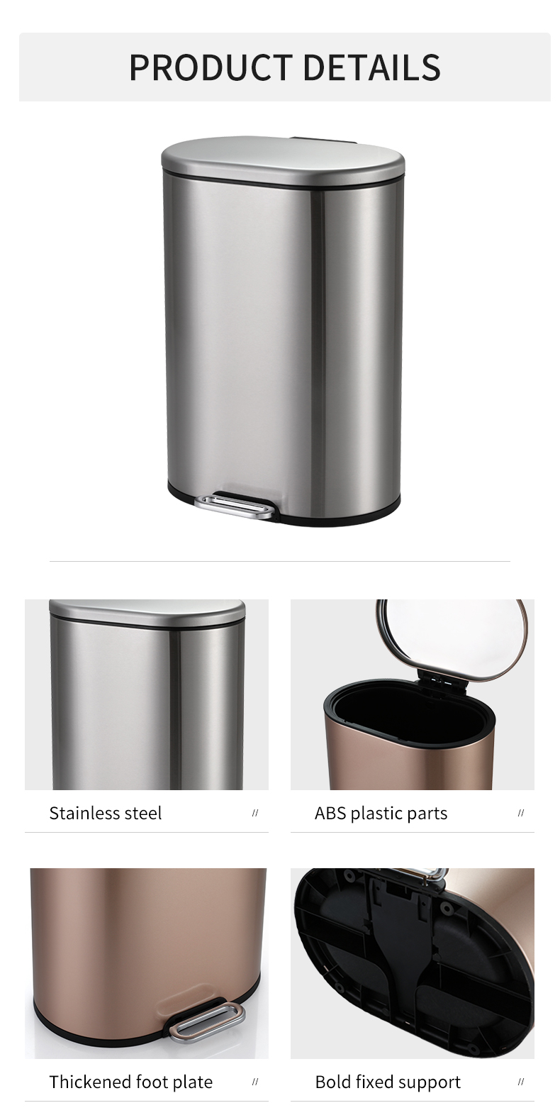 9L kitchen food waste  bins household  stainless steel garbage bin