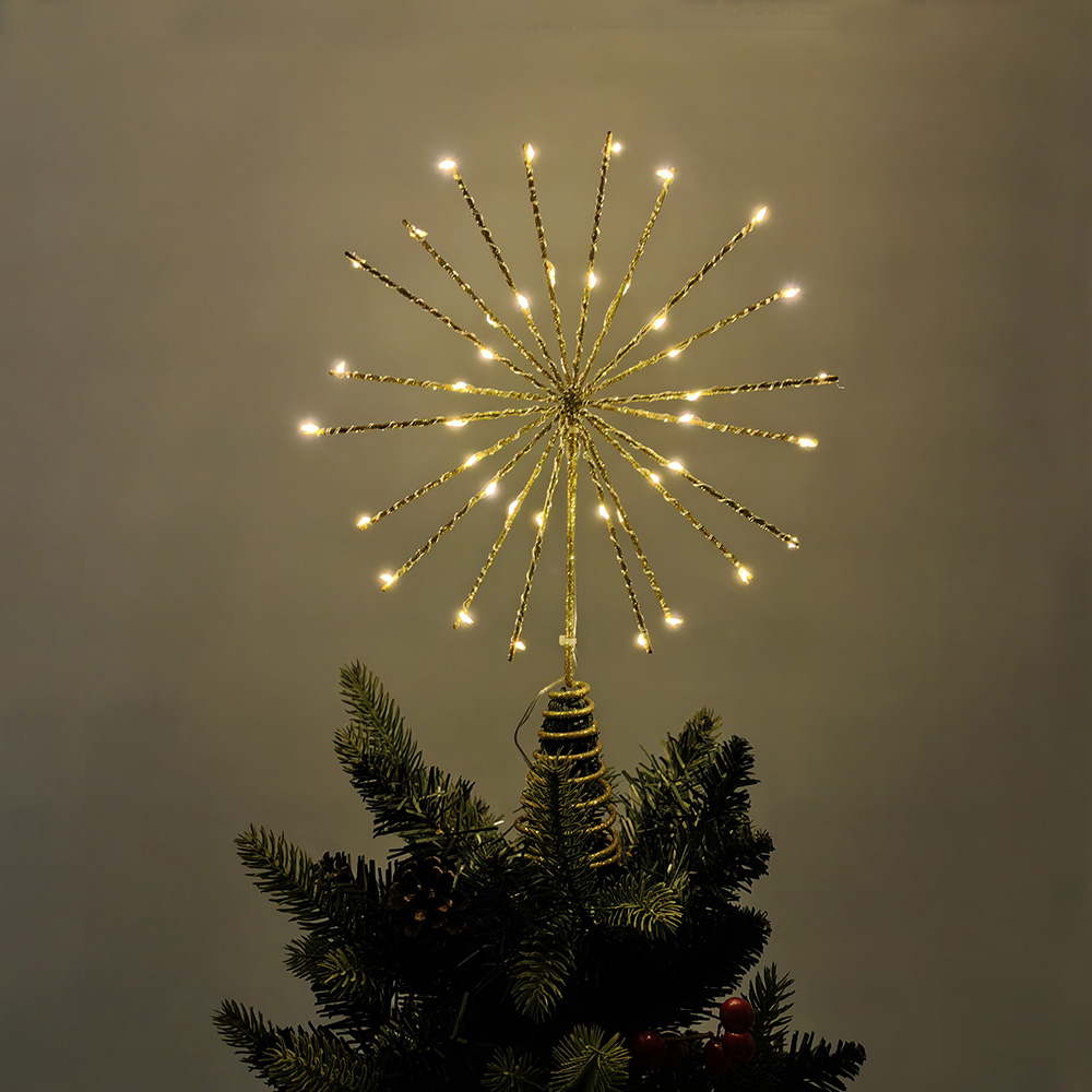 Gold Iron Wire Star With Warm White LED Light
