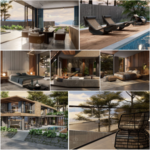 Lujo Estilo moderno 3D Max Rendering Interior Exterior Arquitectura Diseño Casa Planes Proyectos Ofertas - Product Image 2