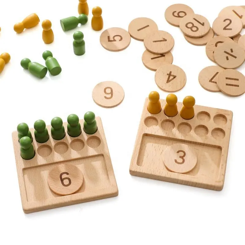 Brinquedo educativo de madeira montessori, brinquedo infantil de contagem de matemática para aprendizagem precoce, recém-chegado, 2023