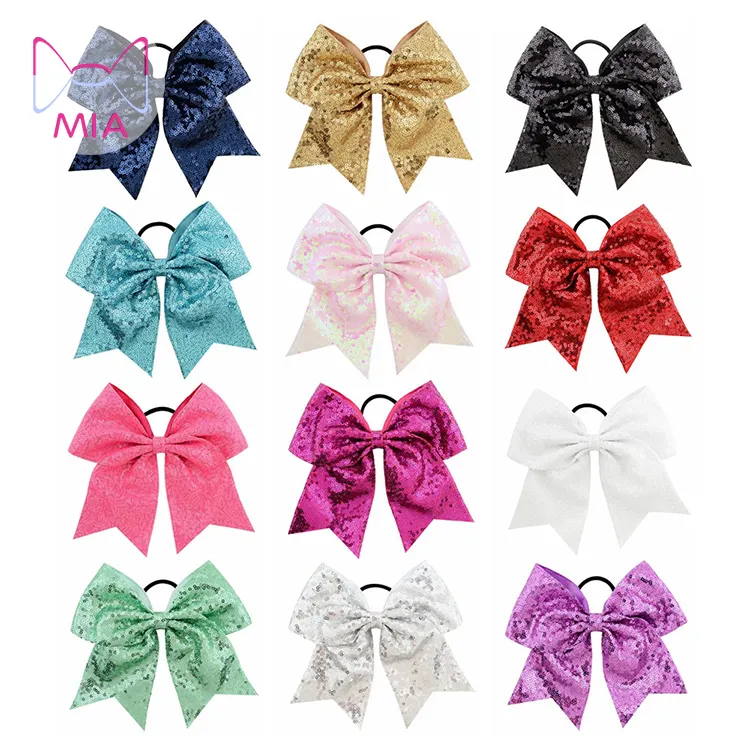 Ragazze coda di cavallo Scrunchies cravatte per capelli paillettes Cheerleading Bow fascia per capelli sportiva con fascia elastica 888