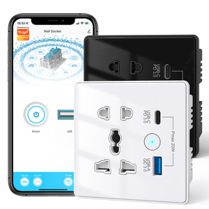 C型 + 通用串行总线快速充电，适用于美国欧盟英国插头应用遥控器图亚智能家居自动化无线墙壁通用插座 - Product Image 1