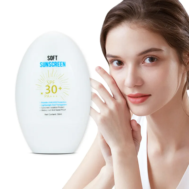 Loción de protección solar de etiqueta privada, crema facial protectora solar de larga duración, protección solar antiquemaduras solares, protector solar SPF 50