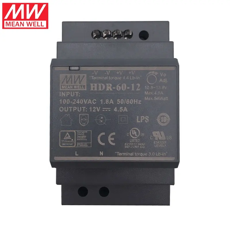 Média Wel Power Supply HDR-60-24 60W 24V 2.5A Ultra Slim Passo Forma AC para DC DIN Rail Alimentação