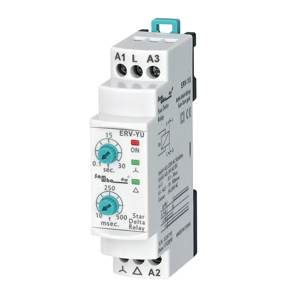 Samwh-dsp-relé de tiempo de arranque de Motor, ERV-YU Din Rail, Estrella electrónica Delta, 150-260VAC 24VDC 110V