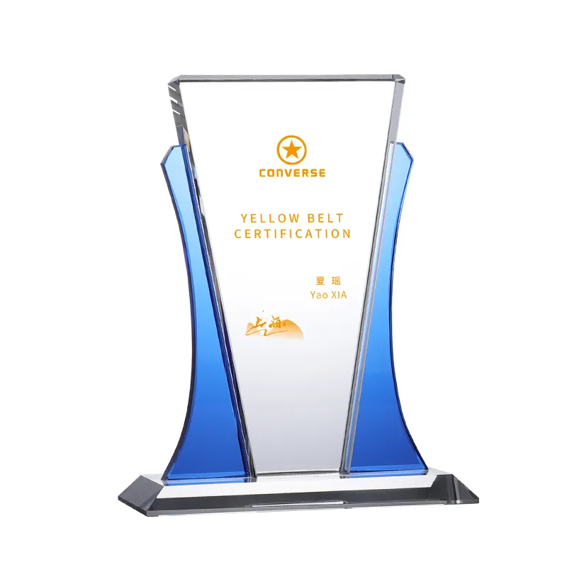 Cristal K9 Azul e branco cristal prêmio troféu gravura placa para presente lembrança