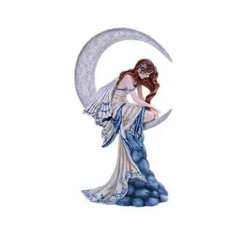 Custom Resin Angel Wings Fairy Figurine Sitting on the Moon