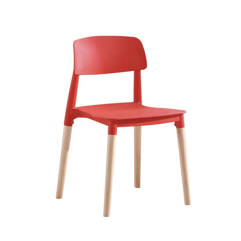 Topwell-silla apilable de plástico pp con patas de madera de haya, silla colorida para restaurante, comedor, DC-6201, fábrica China