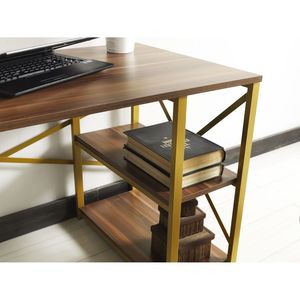DB Furnish Home <strong>Store</strong> 47\&quot; Writing <strong>Computer</strong> Desk for Home Office Morello Gold Metal Frame with Wooden Top 2 Shelves White Color - Product Image 5