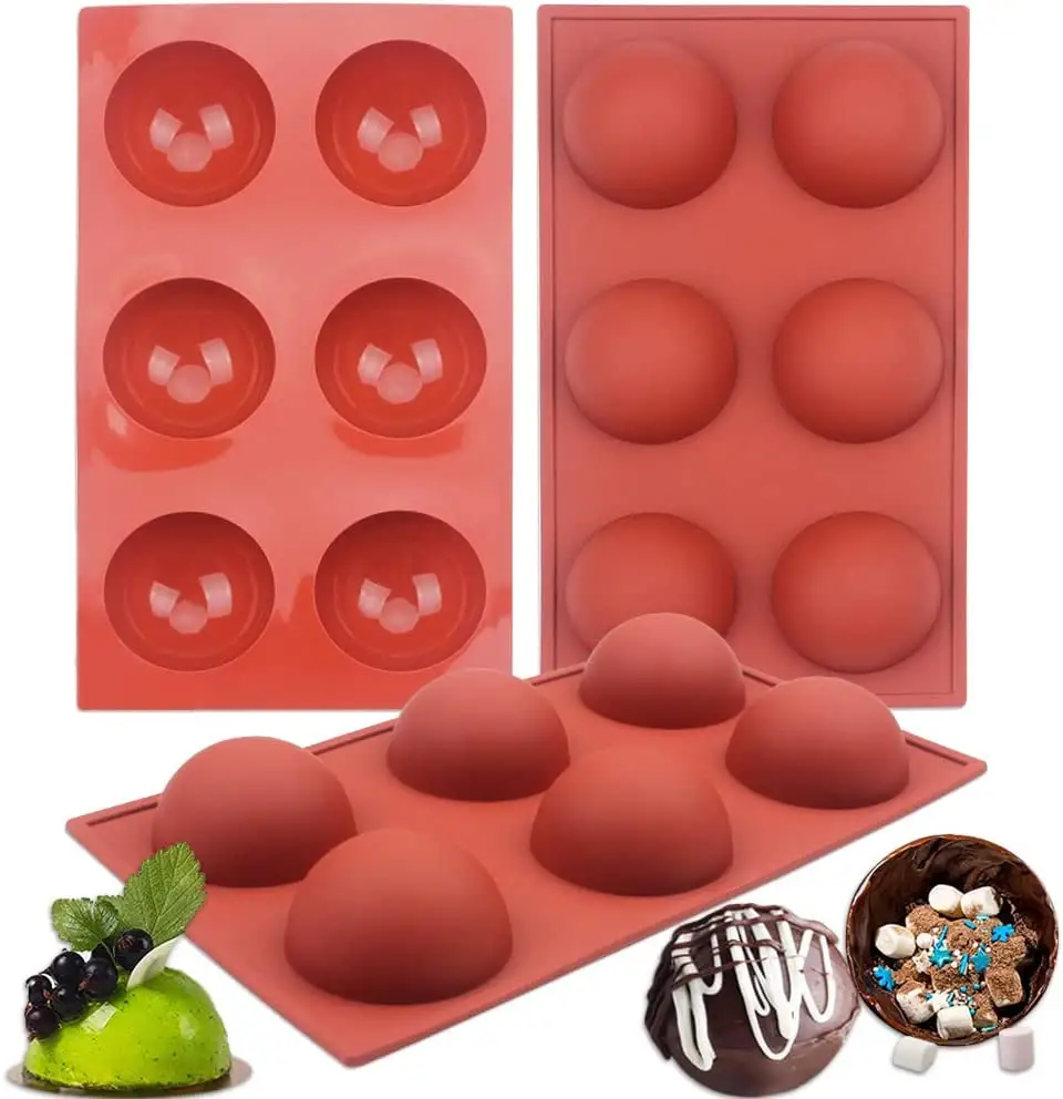 Bpa livre do presente do Natal semi esfera Silicone bolo molde meio redondo do cozimento do molde para fazer a bomba quente do chocolate