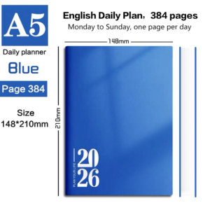 2026 Tiếng Anh chương trình nghị sự 365 ngày Nhật Ký biểu tượng tùy chỉnh in ấn A5 mềm PU da máy tính xách tay Nhật ký kinh doanh Văn Phòng TrườNg kế hoạch - Product Image 3