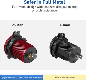 12V USB插座12V/24V 36w铝制快速充电3.0 USB车载充电器双充电器插座电源适配器插座，带汽车发光二极管 - Product Image 6