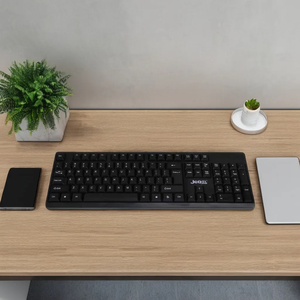 Teclado numérico con cable USB de perfil bajo de tamaño completo de 104 teclas para oficina de negocios para PC de escritorio con logotipo personalizado soporte en inglés