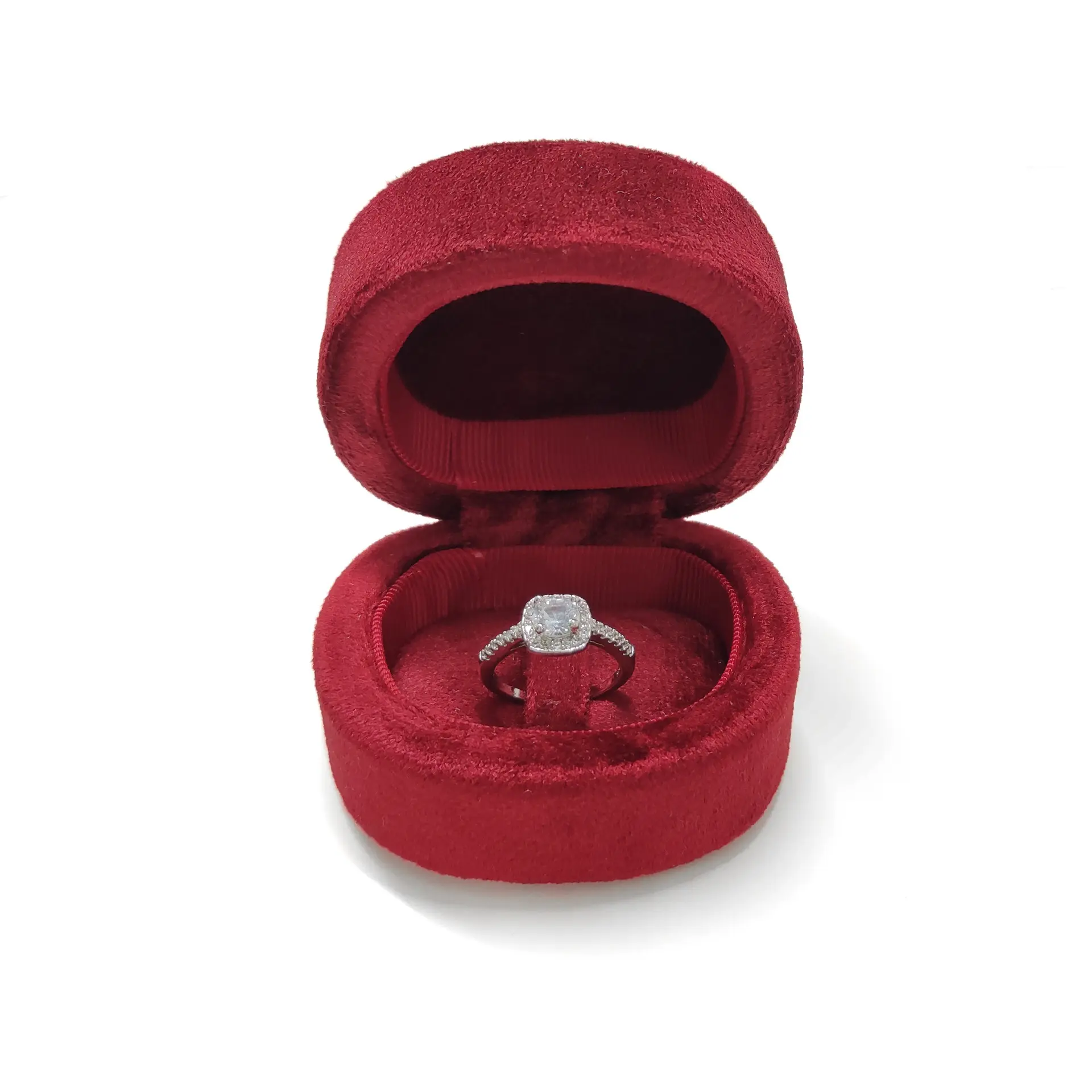 Kotak cincin beludru berbentuk D penjualan terlaris grosir kotak perhiasan cincin beludru Retro kotak hadiah perhiasan produsen