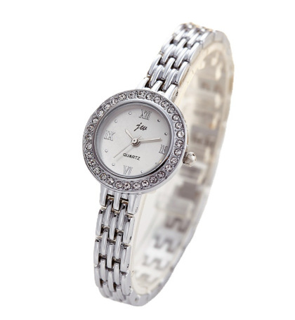 Silver steel band bracelet watch