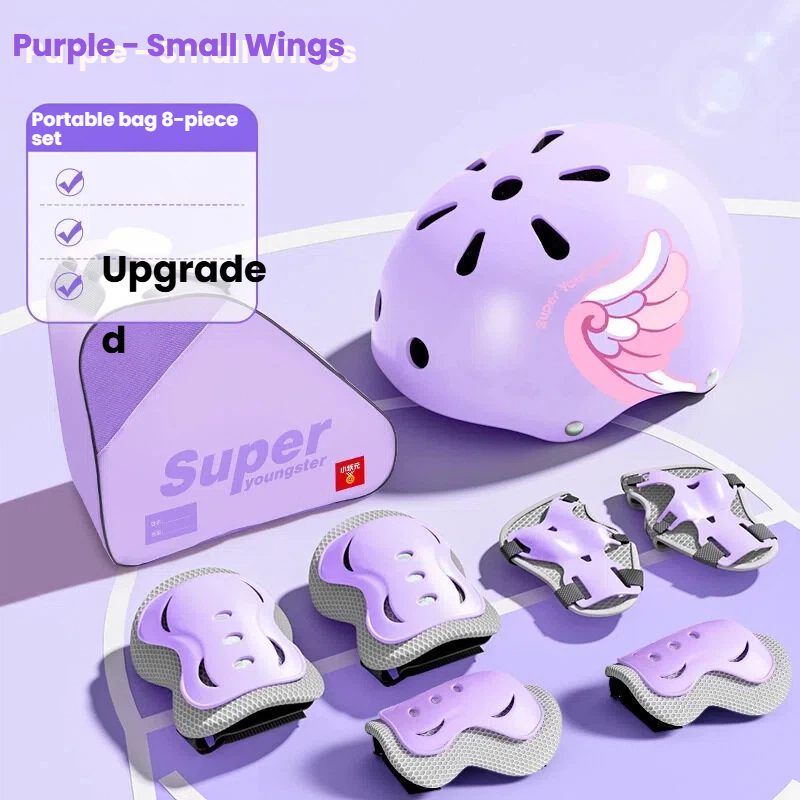 Set di 8 protezioni per casco con zaino con ali viola