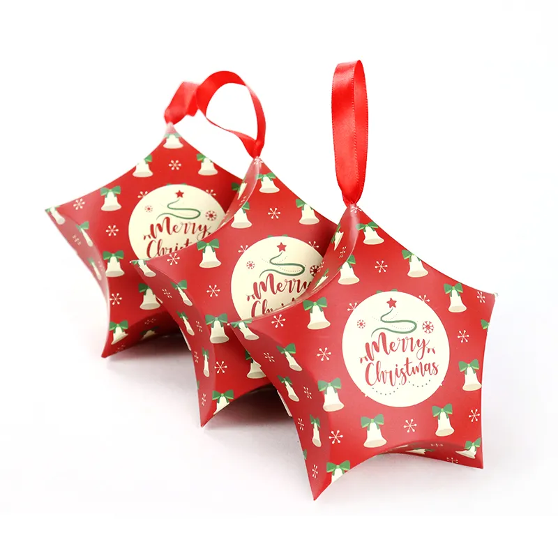 メリークリスマスキャンディー包装用のカスタマイズされたロゴクリエイティブ装飾スターシェイプボックススモールペーパークリスマスギフトパッキングボックス