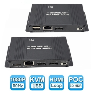 60M HDMI KVM扩展器HDMI扩展器，带通用串行总线KVM控制RJ45 60m IP 6类POC鼠标发射器接收器，用于电脑 - Product Image 2