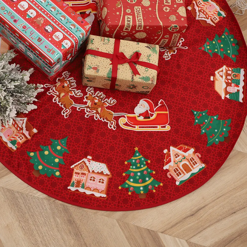 Christmas Felt Tree Skirt Christmas Ornaments Decorations Home Tabletop White Garland Scene Mantel Decor