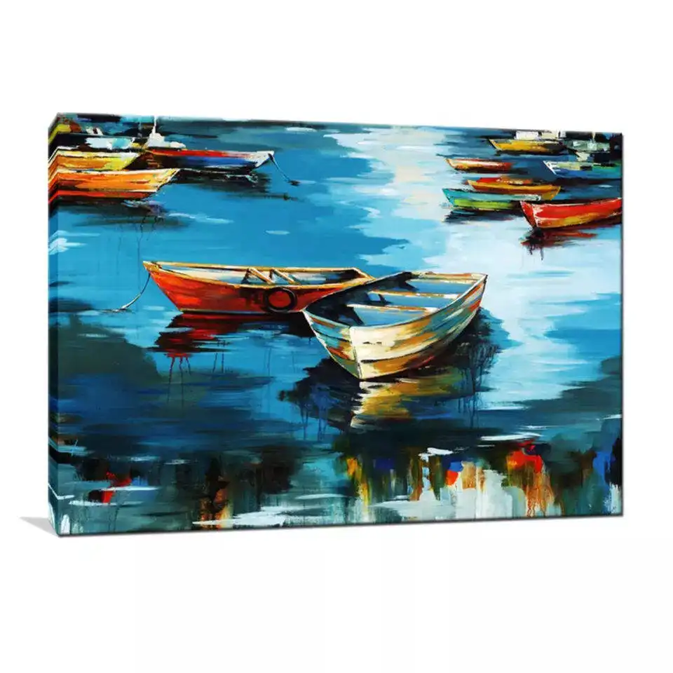 Arte impressionista decoração de parede suspensa barco à vela personalizado desenho aquarela pinturas a óleo artesanais do mar